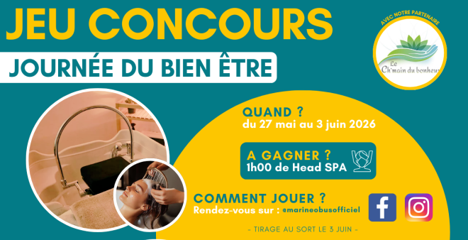 jeu concours "journée du bien être" avec le ch'main du bonheur